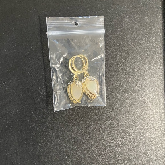 Faux Pearl Earrings with Rhinestones - Picture 2 of 2